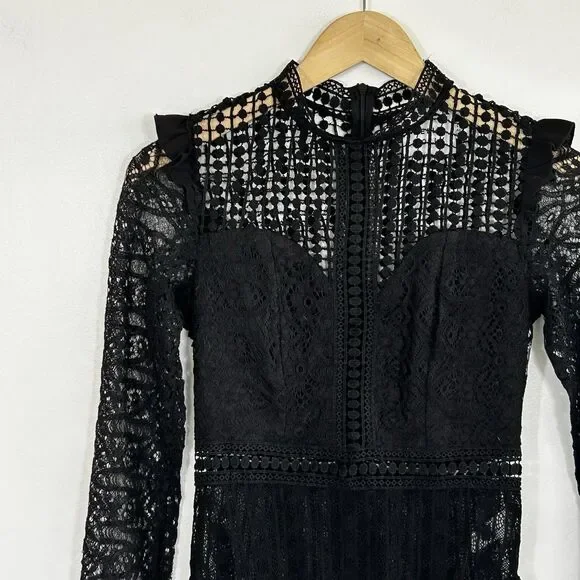 Hello Molly Not That Easy Lace Bodysuit Size Small 4 Black Goth Fairygoth Sheer - Picture 4 of 11